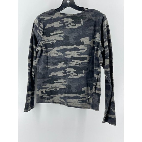 Sanctuary Women's Gray Camo Pullover V Neck Pocket Sweatshirt Long Sleeve Size S - Picture 3 of 9